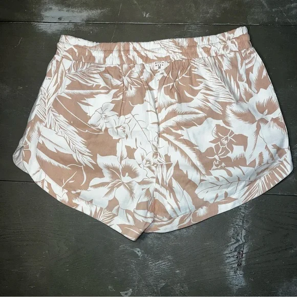 Billabong Tan White Floral Print Pull On Shorts Pocket NWOT Ladies Small - Picture 6 of 7